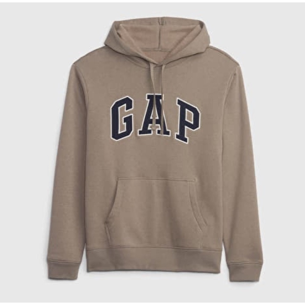 New GAP Hoodie Sweatshirt‎ Mens XL Extra Large Tan Brown Blue Logo Pullover Y2K